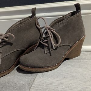 White Mountain Gray Suede Ankle Booties